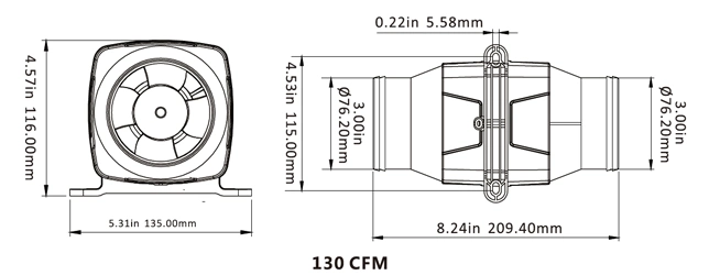 Seaflo 130cfm DC Centrifugal Blower Fan for Marine & RV